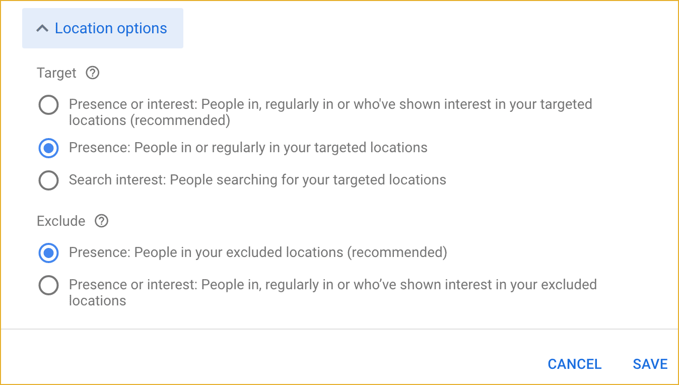 Google Ads Tips - Location Settings