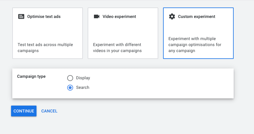 How to create a custom experiment in Google Ads