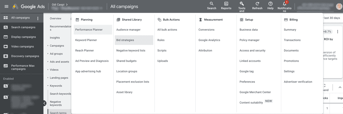 Portfolio bid strategies Google Ads